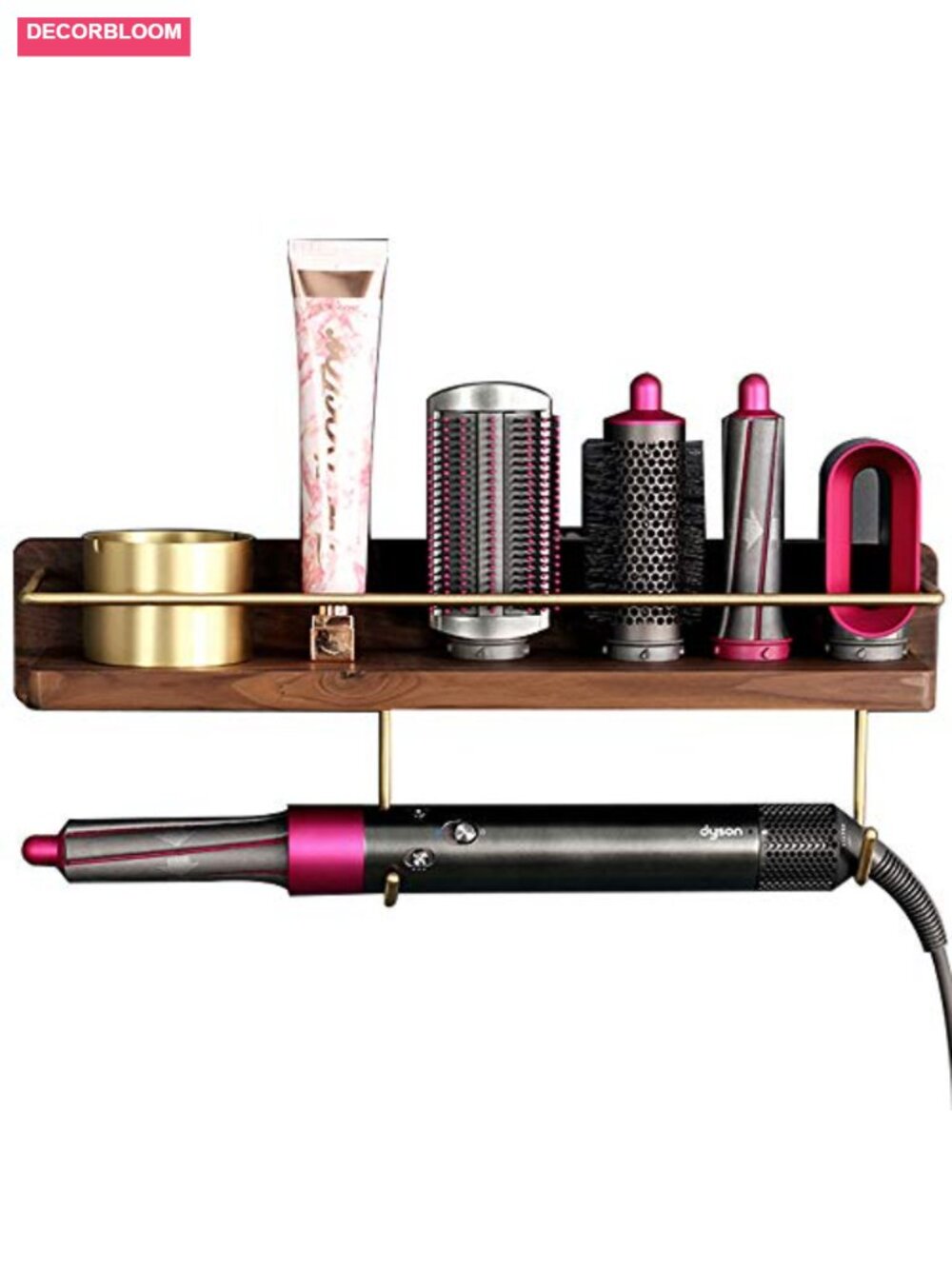 Wall Mount Wood Stand Hair Curler Holder for Dyson Airwrap Styler Salon
